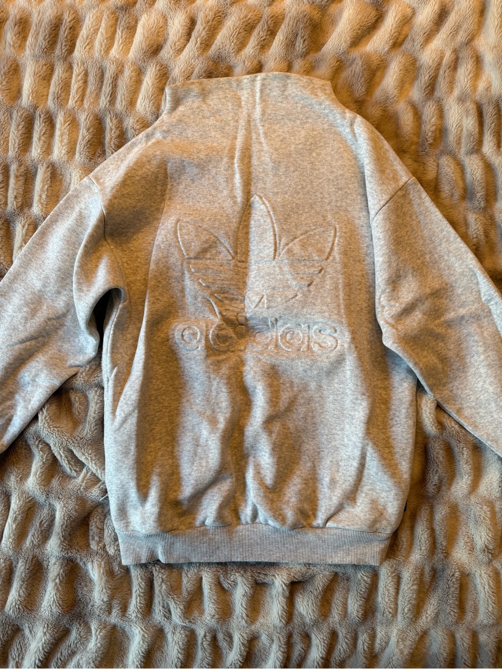 adidas Gray Embossed Trefoil Crewneck Sweatshirt